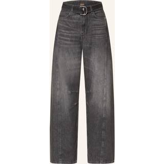 Jeans med balloon fit i sort fast denim med bælte