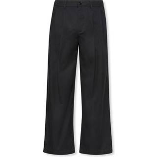 Cotton Pleated Half Elastic Bukser, Black, 31