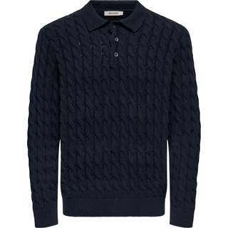ONLY & SONS Kicker Cabel Polo Knit Dark Navy