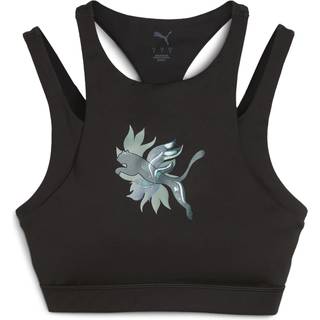 PUMA GREEN TERRAINS GRAPHIC BRA - MID Women, Clothing, Black, L