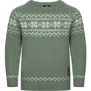 Gridarmor Kids' Snøkrystall Round Neck Ullgenser Green/white, 122/128