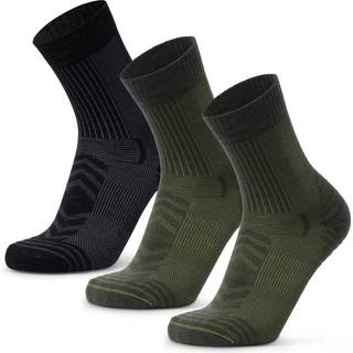 MERINO WOOL HIKING SOCKS LIGHT - Black | Olive Green / 43-47 / 3-Pack