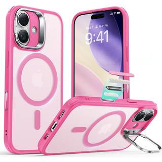 ESR iPhone 17 Classic Hybrid Stash Cover m. Kickstand - MagSafe Kompatibel - Mat Lyserød