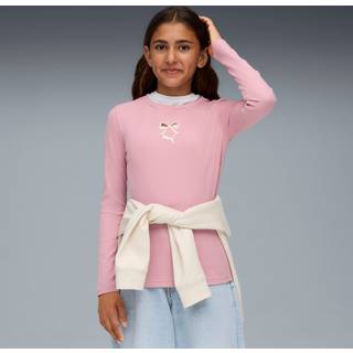 PUMA Graphic Bow Long Sleeve Tee Youth, Clothing, Poised Pink, 9-10Y