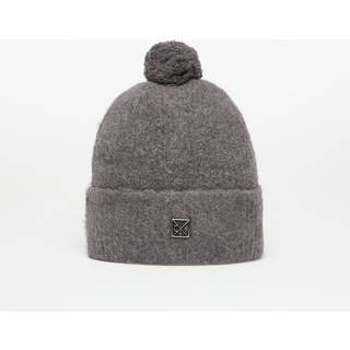 Wool Blend Emblem Logo Pom Pom Beanie - Grey - One Size