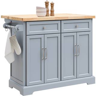 SoBuy Køkkenvogn med udtræksplade, 2 skuffer og hjul - Grå