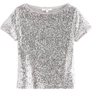 Next Kortærmet T-shirt med pailletter og skrå hals