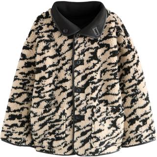 Next Black/Ecru Zebra Print Borg Reversible Jacket