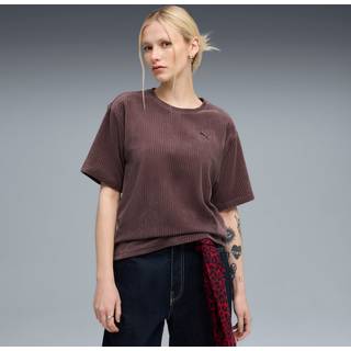 PUMA Essentials Elevated Relaxed Velour Rib Tee Women, Clothing, Raisin, S