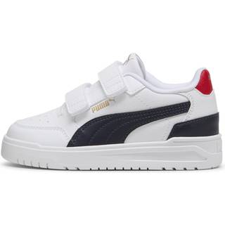 PUMA Shuffle Downtown Low Sneakers Kids, Shoes, White/New Navy/Red, 32