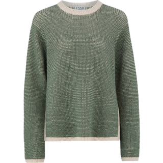 Waffle-knit Merino Sweater - Grøn - S