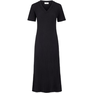 Ribstrikket Kjole - Sort - M