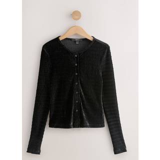 Next Langærmet Cardigan i Fløjl med Rynker