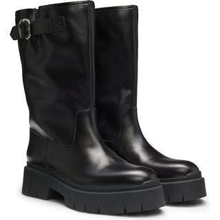 Bikerstøvler i imiteret læder med spænde