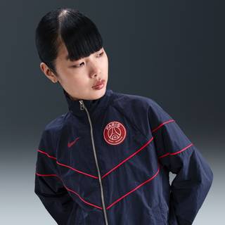 Vævet Paris Saint-Germain Windrunner Nike Football UV-jakke med fuld lynlås til kvinder - blå - M (EU 40-42)