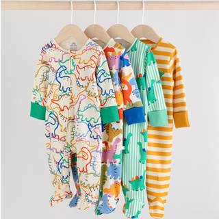 Next Bright Baby Two Way Zip Sleepsuits 4 Pack (0mths-2yrs)