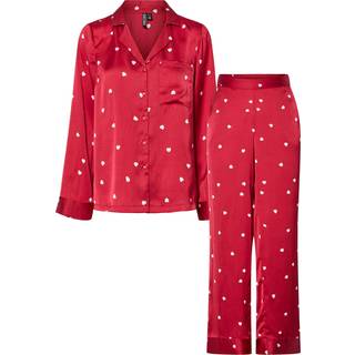 Pieces - Pcjytte Xmas Satin Night Set - 4832640 Savvy Red Hearts