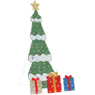 Belyst juletre med 3 gaveæsker 2D varm hvid Flerfarvet 150 cm