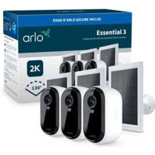 Arlo Essential3 2K overvågningskamera (3-pak) + Arlo solpanel (3)