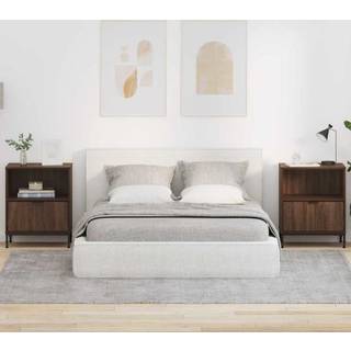 Sengeborde 2 pcs Brun eg 49 x 36 x 61 cm Konstrueret træ