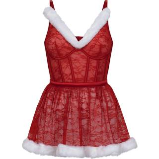 Hunkemöller Sexet jule-underkjole med stivere rød - 75E