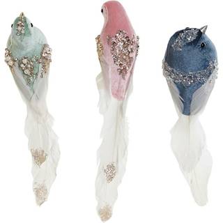 Julepynt DKD Home Decor Multifarvet Fugl 25 x 7 x 6 cm (3 enheder)