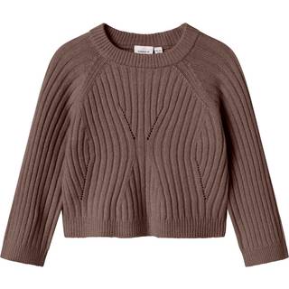 NAME IT Striktrøje Kort Rikine Coffee Quartz