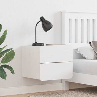 Sengebord 2 Dele Hvid 39 X 34 X 33 Cm Massivt Fyrretræ