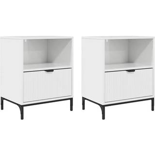 Sengeborde 2 pcs Hvid højglans 49 x 36 x 61 cm Konstrueret træ