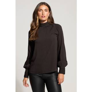 Lts Tall Chocolate Brown High Neck Crinkle Blouse Size 18