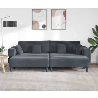 Fløjls Sofa Med Pude 3 Dele Mørkegrå 208 Cm Fløjl