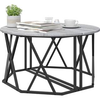 Sofabord Grå Sonoma-Eg 80 X 80 X 42 Cm Ingeniørtræ Og Stål