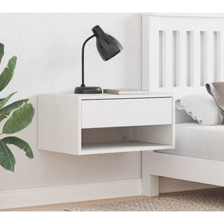 Sengebord Med Skuffe Hvid 50 X 32,5 X 24 Cm Massivt Fyrretræ