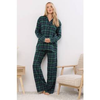 Lts Tall Navy Blue & Green Cotton Check Pyjama Set Size 8-10