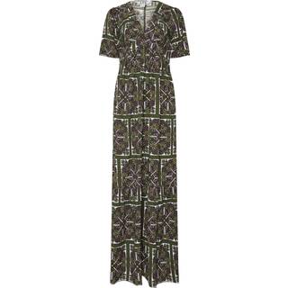 Lts Tall Green Tile Print Vneckline Maxi Dress Size 8