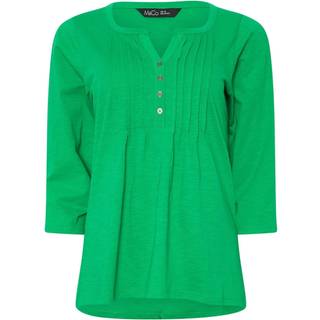 M & Co M & Co Green 3/4 Sleeve 100% Cotton Henley Top
