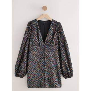 Next Black Tinsel Fabric Waisted Mini Dress - EU 38 (UK 10)