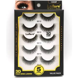 Laflare Silk Lashes 3D Faux Mink ?jenvipper Multipack Lys Naturligt udseende Professionel Let at p?f?re ?jenvipper i en strikket stil 5 Par Value