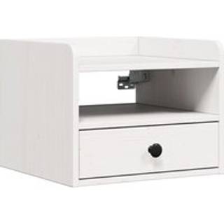 Sengebord Med Skuffe Hvid 38 X 36 X 29.5 Cm Massivt Fyrretræ