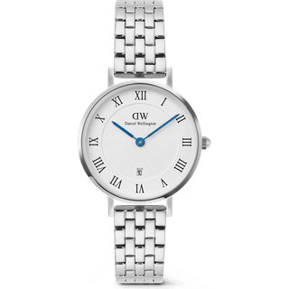 Daniel Wellington DW Watch Petite Roman Numerals Date 5-link Silver 28mm