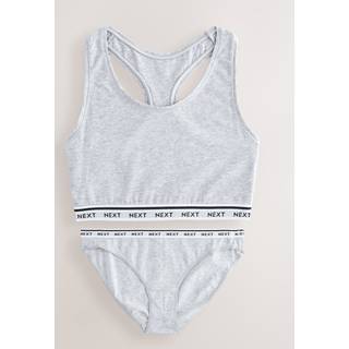 Next Grey Non Wire Crop High Leg Bra & Knickers Set