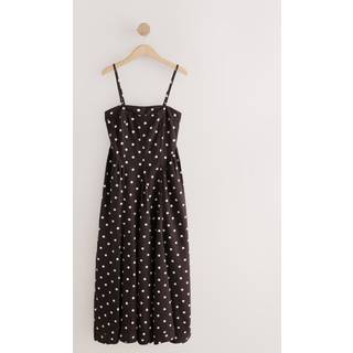 Next Polkaprikket Bandeau Fit and Flare Midi-kjole - EU 36 (UK 8)