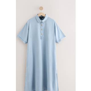 Next Mid Blue Lightweight TENCEL Denim Beach Midi Dress - 34