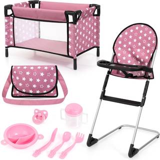 Bayer Design Dukke højstol og rejseseng med tilbehør pakke