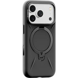 iPhone 17 Pro - TORRAS Ostand Spin Silikone Cover m. Kickstand - MagSafe Kompatibel - Sort