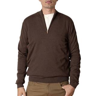 CLAUDE HALF-ZIP KNITTED JUMPER - Brown Melange
