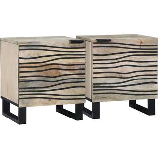 Natskab 2 pcs Hvid og sort 40 x 33 x 46 cm Massivt akacietræ