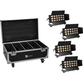 Eurolite Set 4x LED CLS-18 QCL RGB/WW 18x7W + Flightcase with wheels TILBUD NU