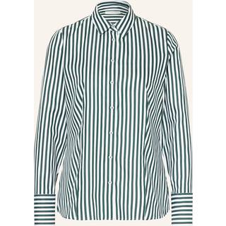 shirt-blouse in dark green striped