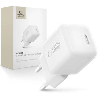 Tech-Protect Vægoplader m. 25W - 1 x USB-C (PD) - Hvid